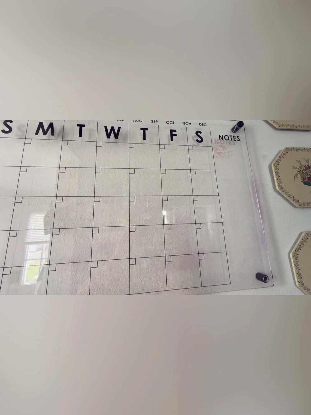 Large Clear Acrylic White Board Dry Erase Wall Calendar/ Planner - Home/Office
